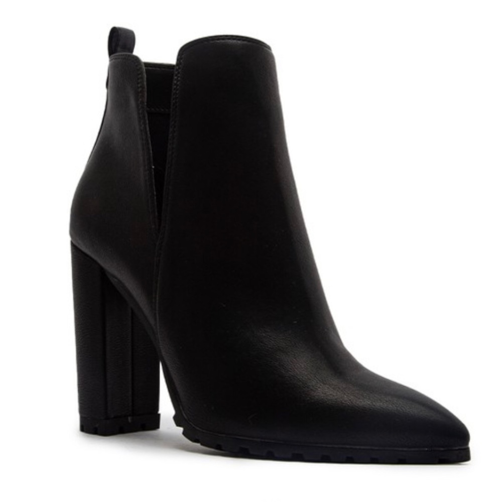 Black Ankle High Block Chunky Heel Booties - Picture 8 of 14